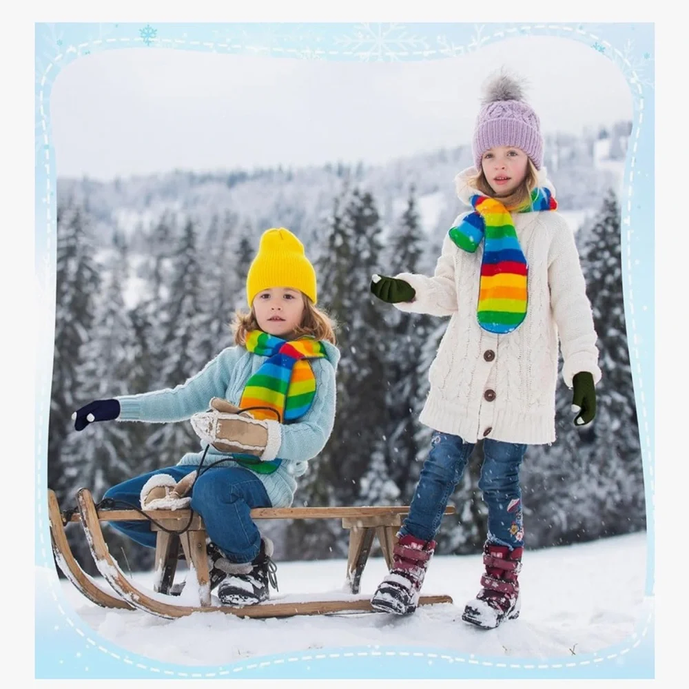 🆕 3 Pairs Winter Kids Thermal Fleece Lined Gloves for Cold Weather Boys Girls